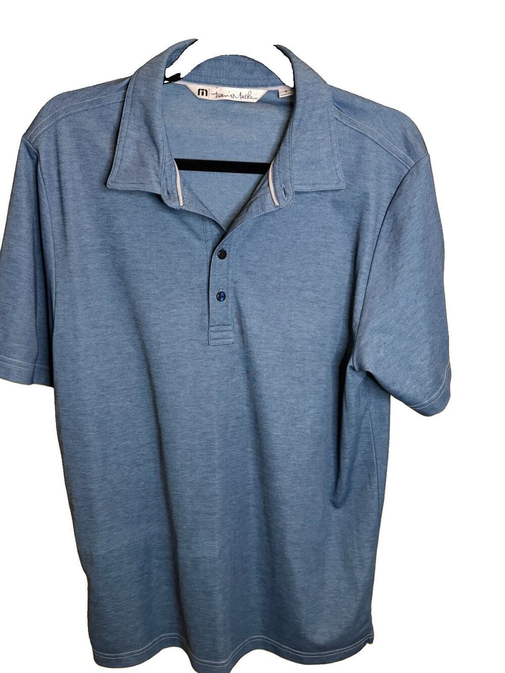 TravisMathew Polo Shirt Men’s M Blue Pima Cotton Blend Golf Performance